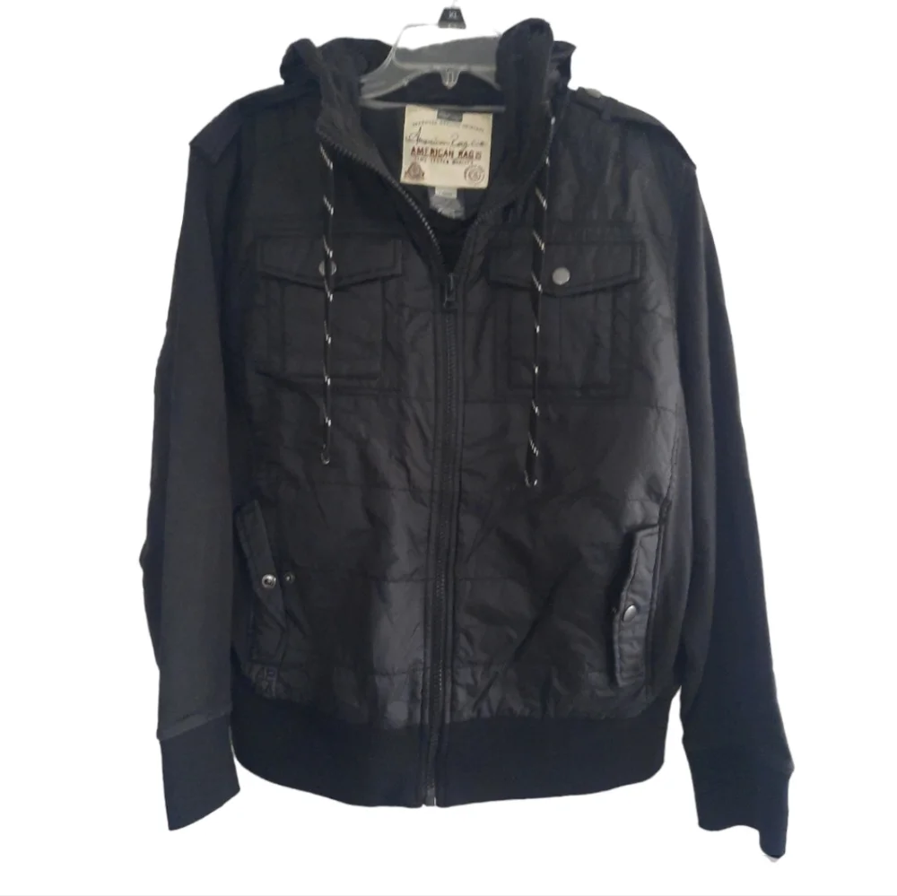 American Rag hooded jacket with nylon accents size large